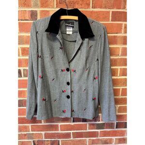 Positive Attitude Rose Embroidered Tie Back Lightweight Blazer Size 6